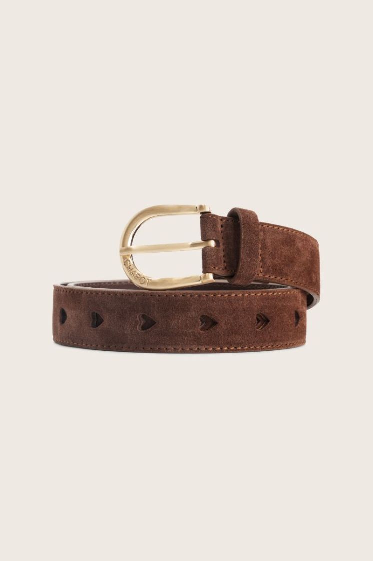 Cut it Out Heart Belt Suede Chocolate Brown